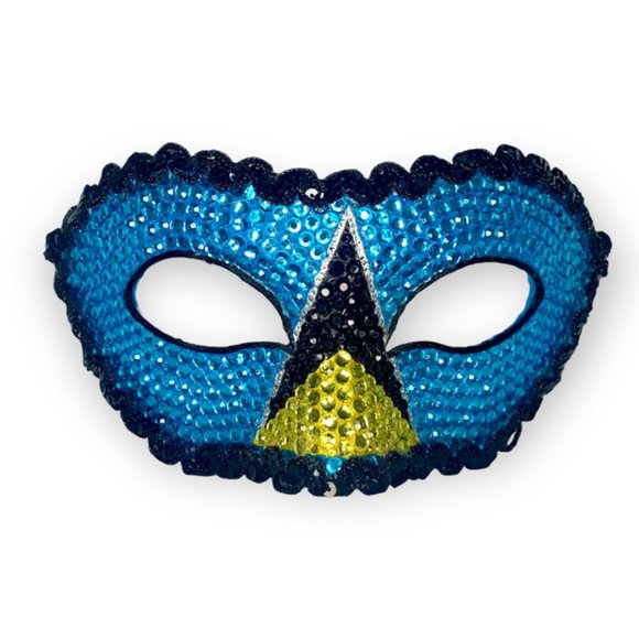 Saint Lucia Eye Patch Masquerade Mask Covered in Crystals and Rhinestones - Picture 3 of 4